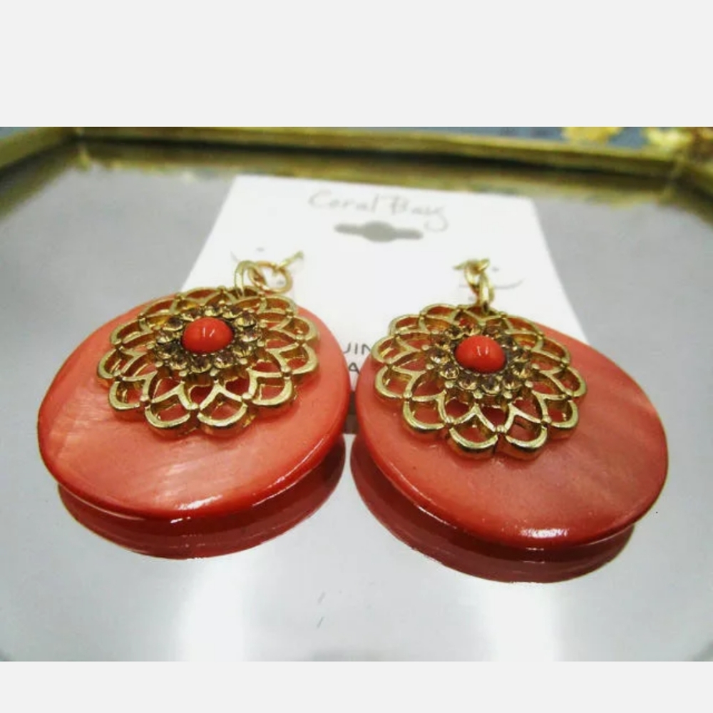 New dangle coral color Hook dangle earrings